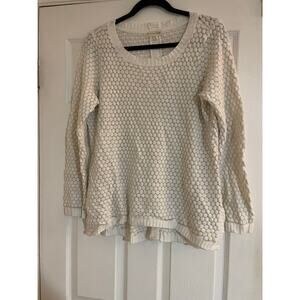 Maison Jules white and gold shimmer patterned sweater size large